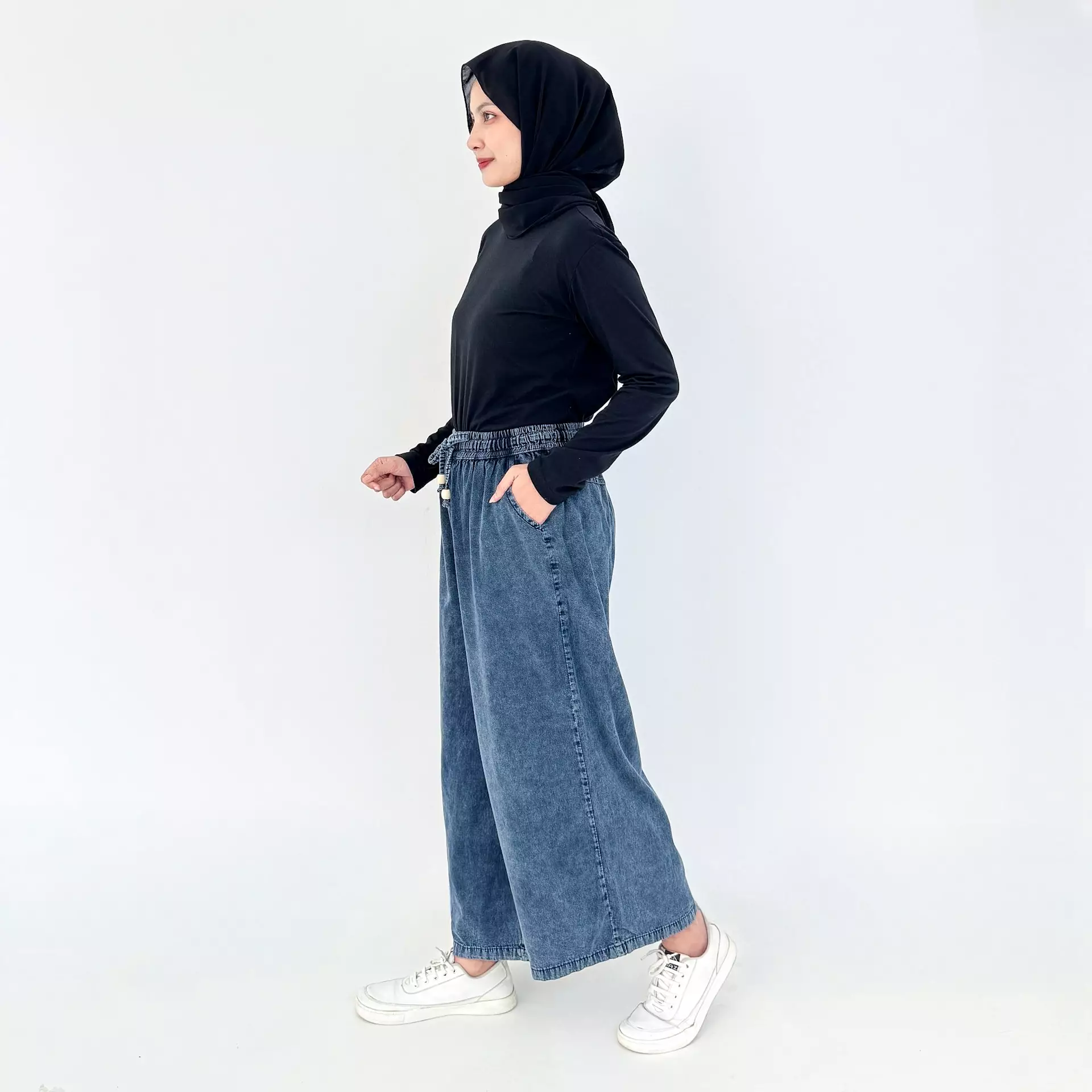 Wide Leg Emma Pants [LIGHT SNOW BLACK] Celana Panjang Jeans
