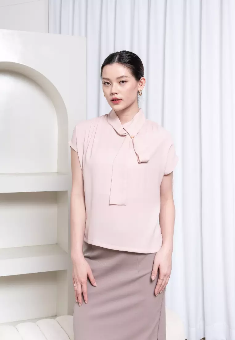 Urban Exchange Savana Pink Blouse - Atasan Blouse Formal Lengan Pendek Warna Pink