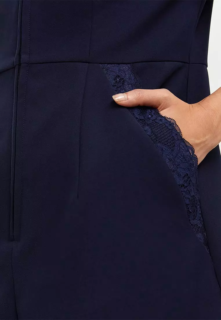 Floral Lace Trim Romper