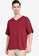 ZALORA BASICS red Oversized V Neck Contrast T-shirt 6BF4DAA42838FCGS_1