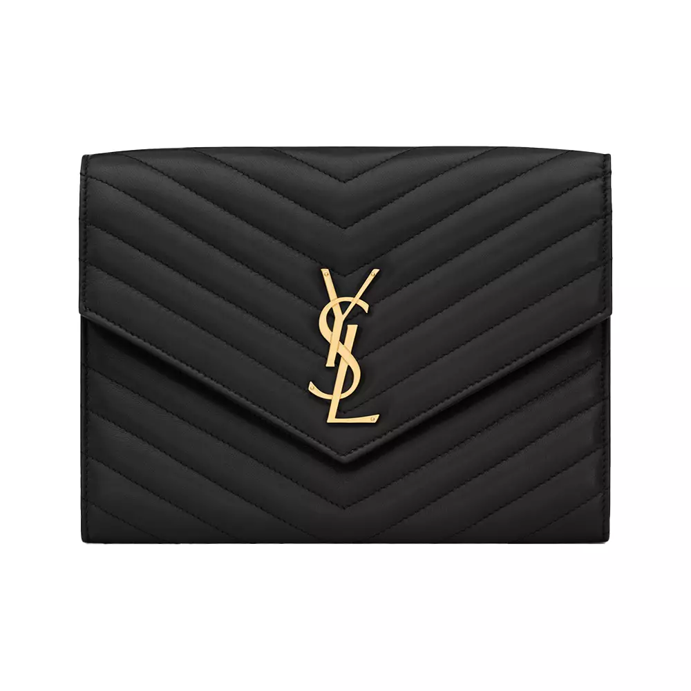 Cassandre Matelasse Flap Pouch in Lambskin Leather Black Ghw