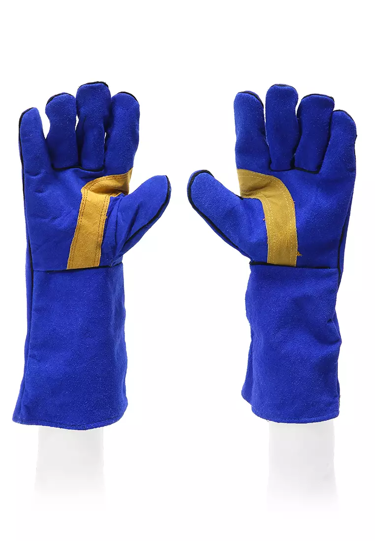 Decs Gloves Safety Full Finger Unisex 16 Inch Comfortable Material Cotton Leather ORIGINAL - Blue