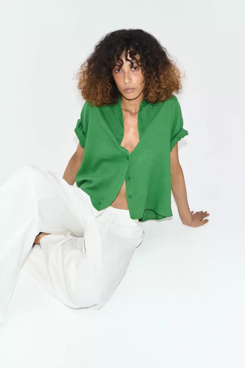 Oversized linen-blend shirt