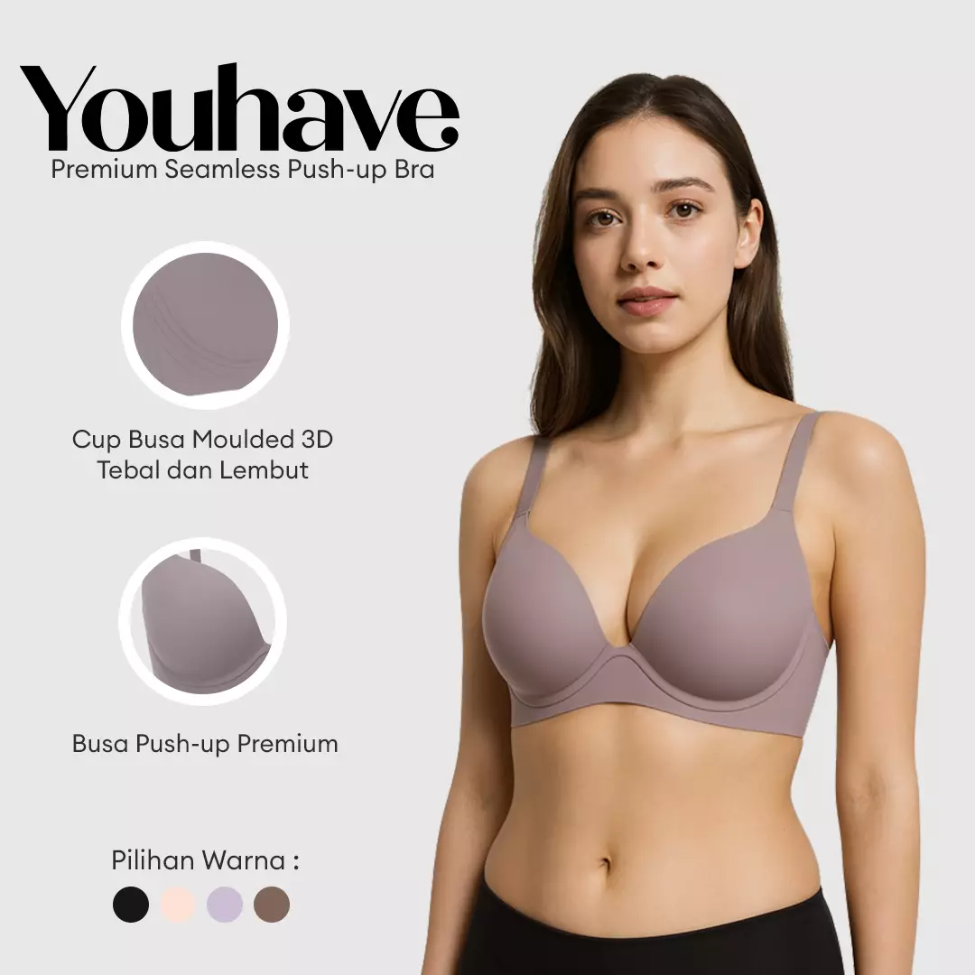 YOUHAVE BH Bra Push Up Premium Seamless Wanita Women Wireless Tanpa Kawat Busa Tebal 100262