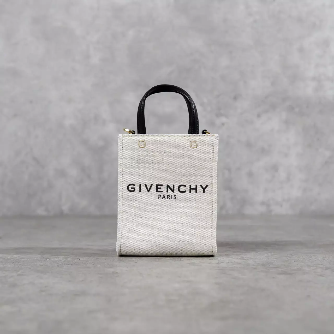 Tas GIVENCHY TEXT BLACK IVORY WHITE CANVAS MINI TOTE BAG WITH LS 100% ORIGINAL