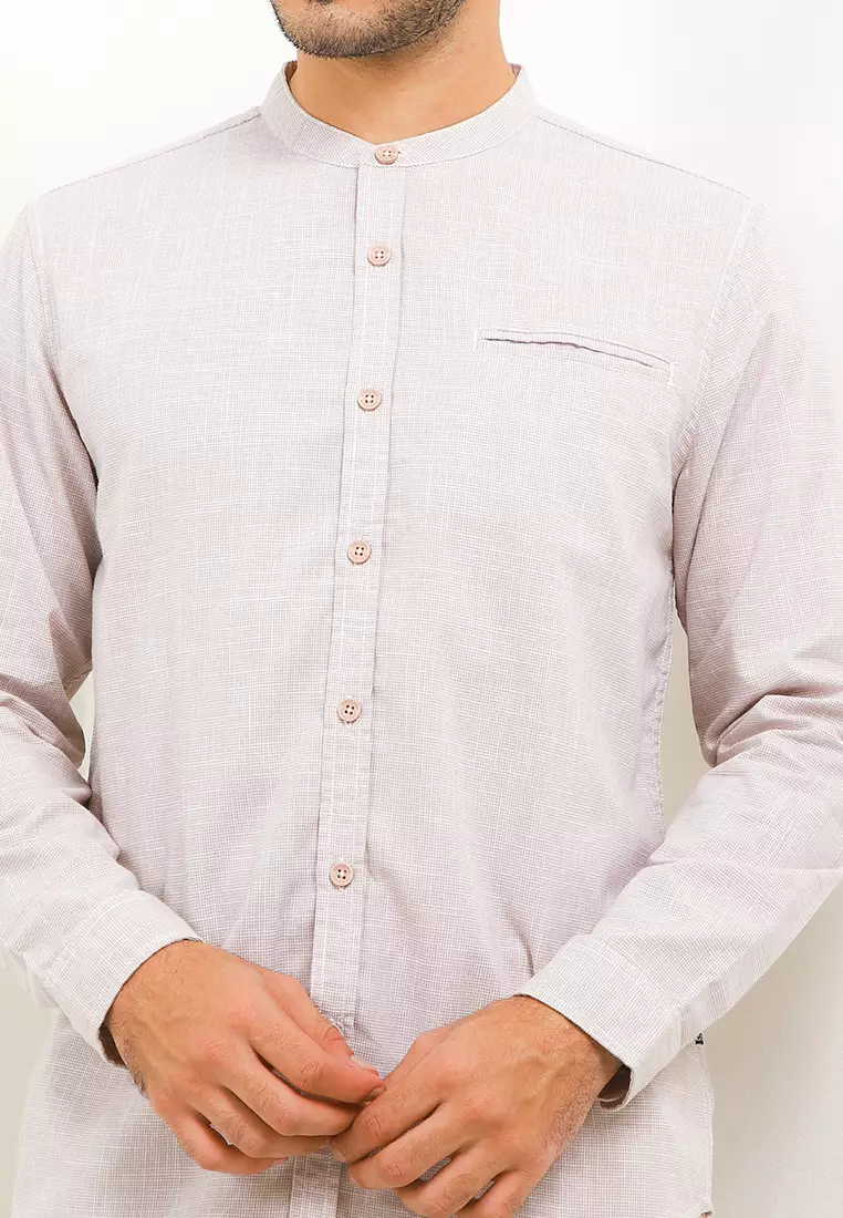 Cressida Regular Fit Mandarin Collar Shirt L155R - Cream