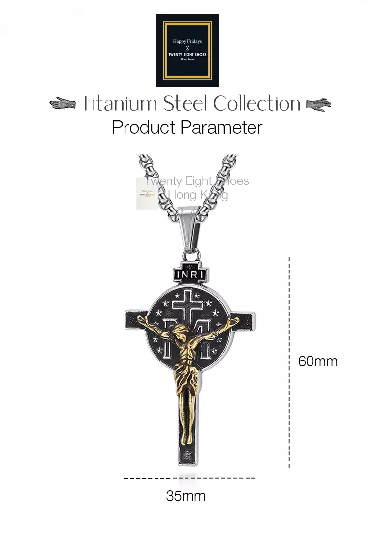 Titanium Steel INRI Cross Pendant Necklace JW QF-DZ641