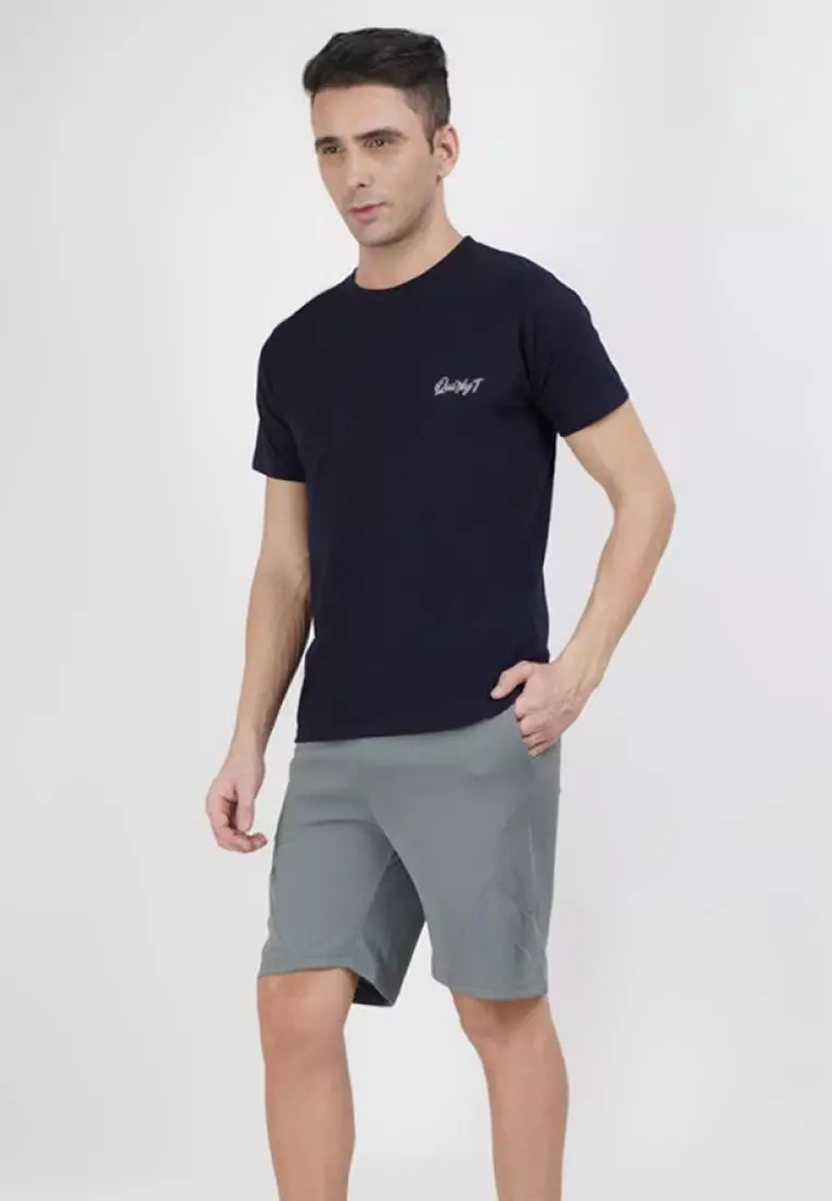 Gameover Graphic Navy Blue Cotton Short Sleeve Crew Neck Relaxed Tee