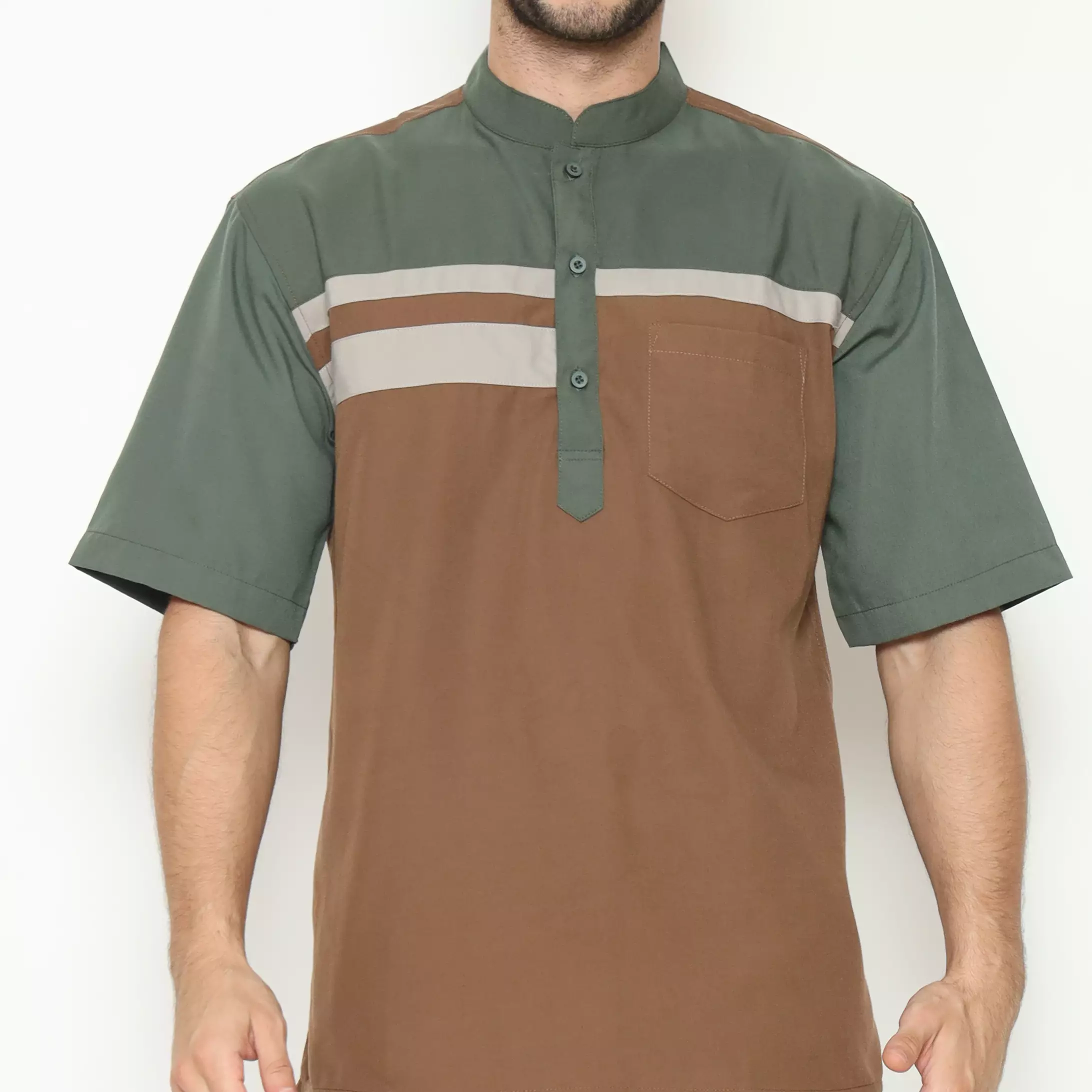 AMK Kemeja Koko Pria Lengan Pendek KK BB 009 S/s Cap 6 Brown