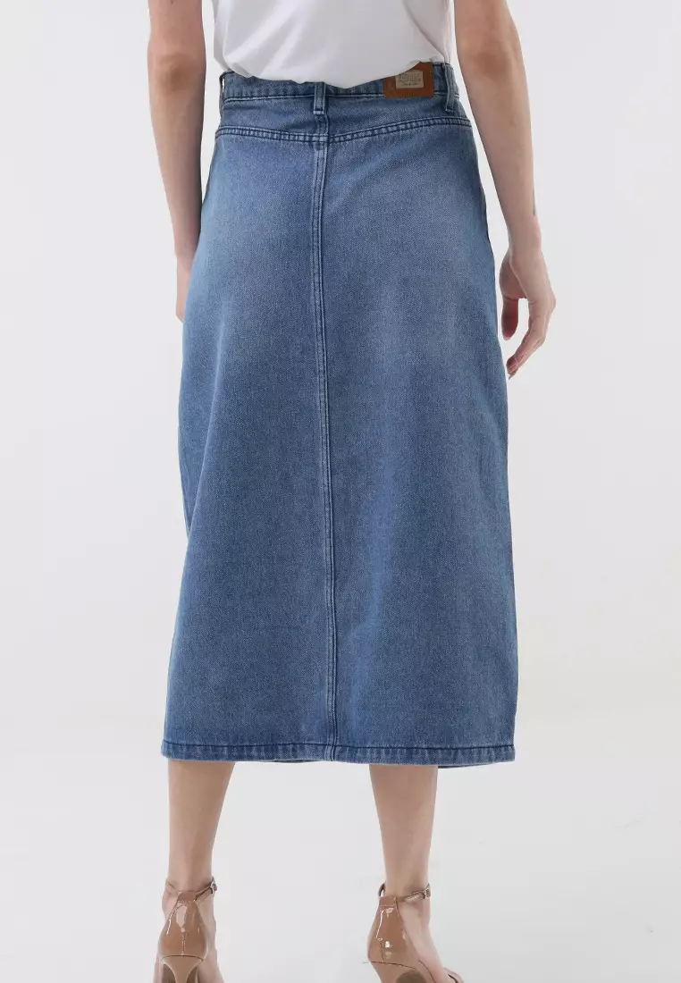 Denim Midi Skirt Ladies