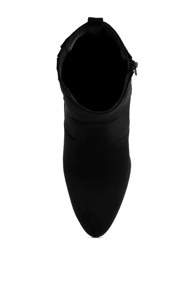 Black High Ankle Cowboy Boots