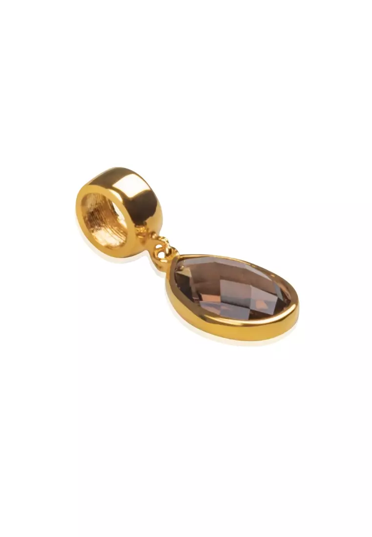 Black Sapphire Pear Charm 18k Gold