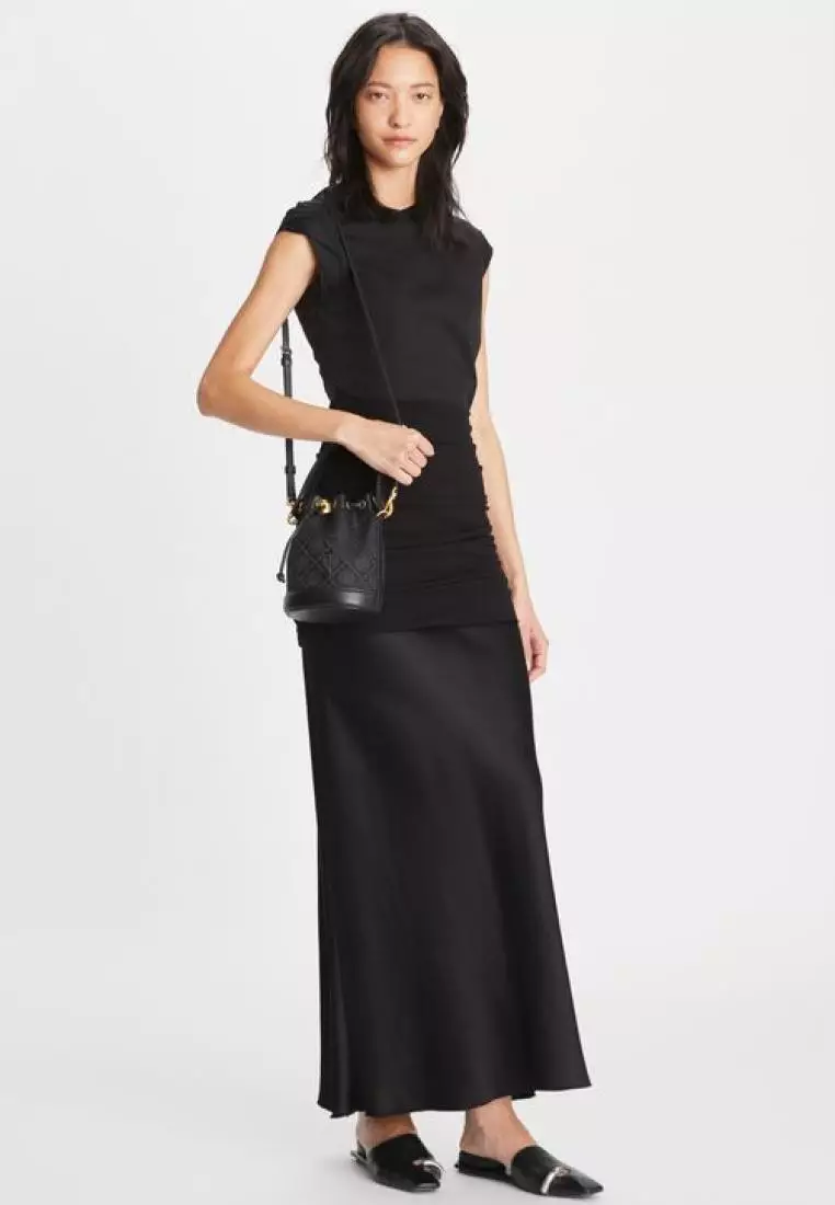 Tory Burch Mini T Monogram Bucket Bag Black