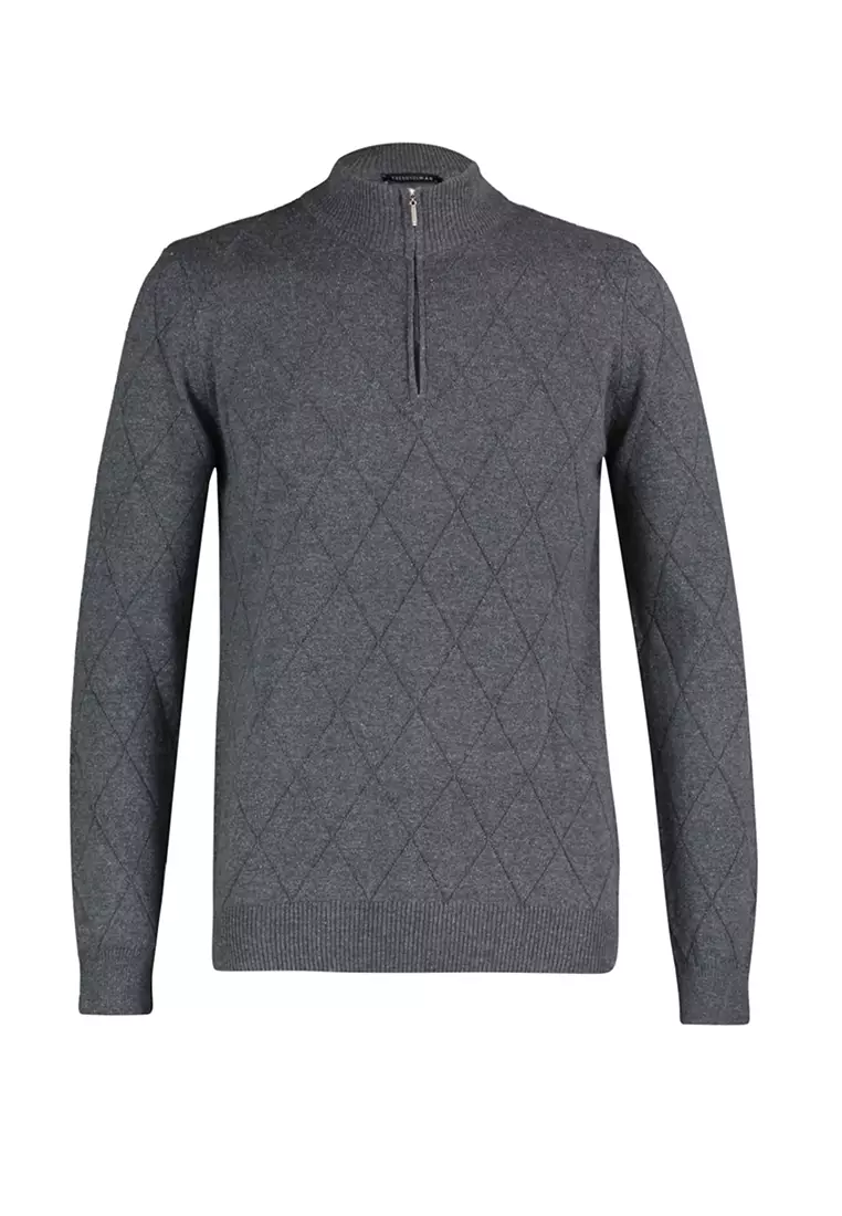 Slim Fit Half Zip Knit Sweater