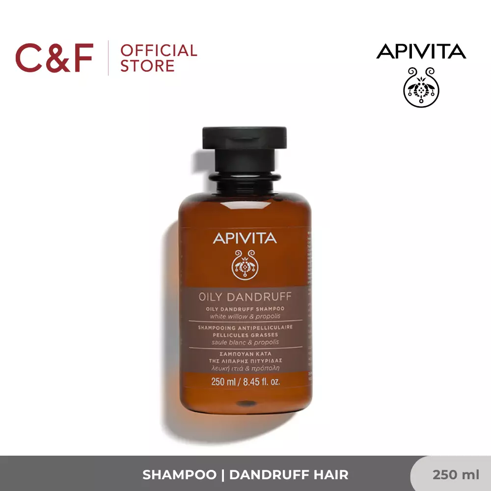 Apivita Oily Dandruff Shampoo 250 ml | Sampo Natural Non SLS Anti Ketombe untuk Rambut Kulit Kepala Berminyak Untuk Rambut Lembut