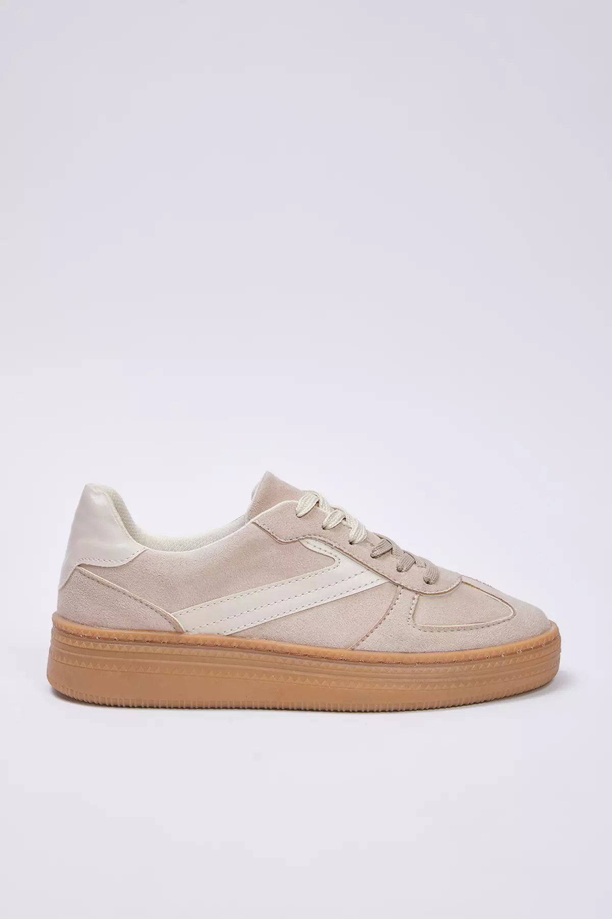 Beige Two Lace-Up Dual-Use Women Retro Sneakers Takss25Sn00009