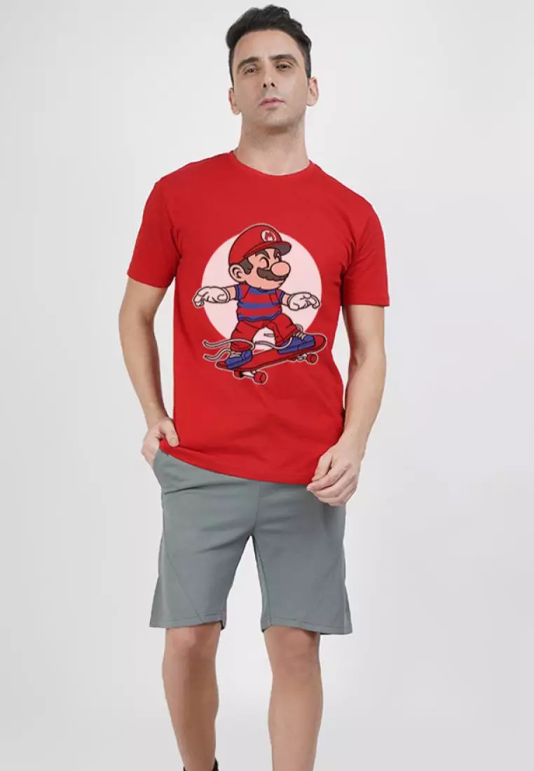 Mario Skateboard Red Cotton Short Sleeve Essential T-Shirt