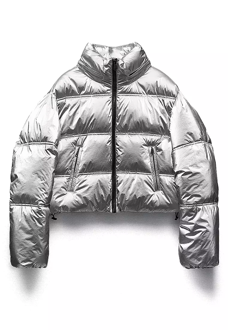 Metallic puffer jacket zara online