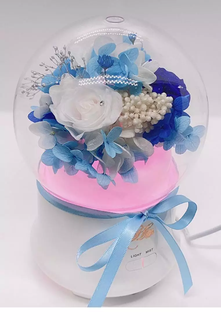 Her Jewellery Her Rose - Everlasting Preserved Rose - Rose Humidifier with LED Lights (Blue)