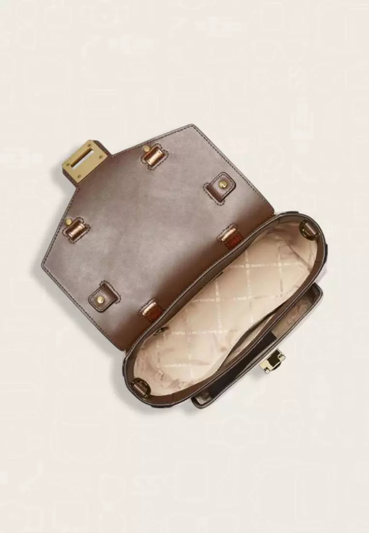 Michael Kors Manhattan Medium Patent Satchel Mocha