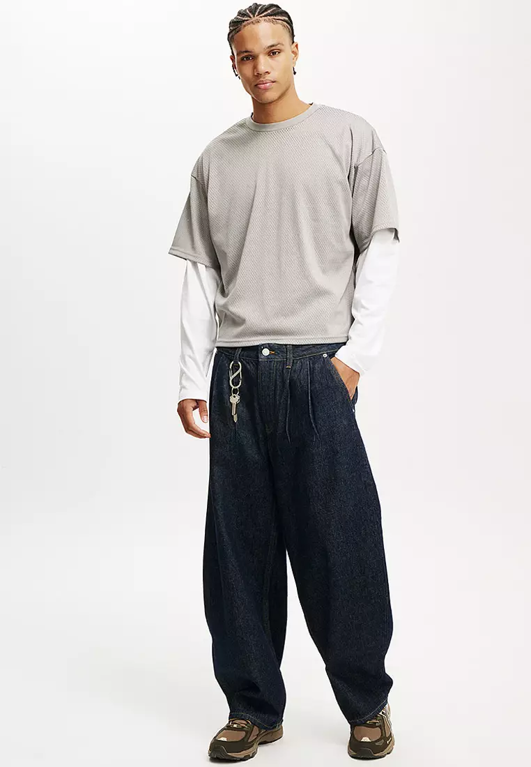 Cropped Fit Mesh T-Shirt