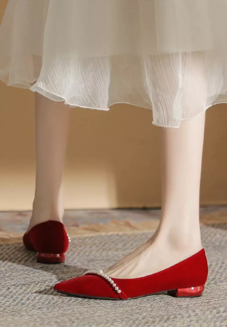 2.5CM Beaded Suede Low Heels IF21004