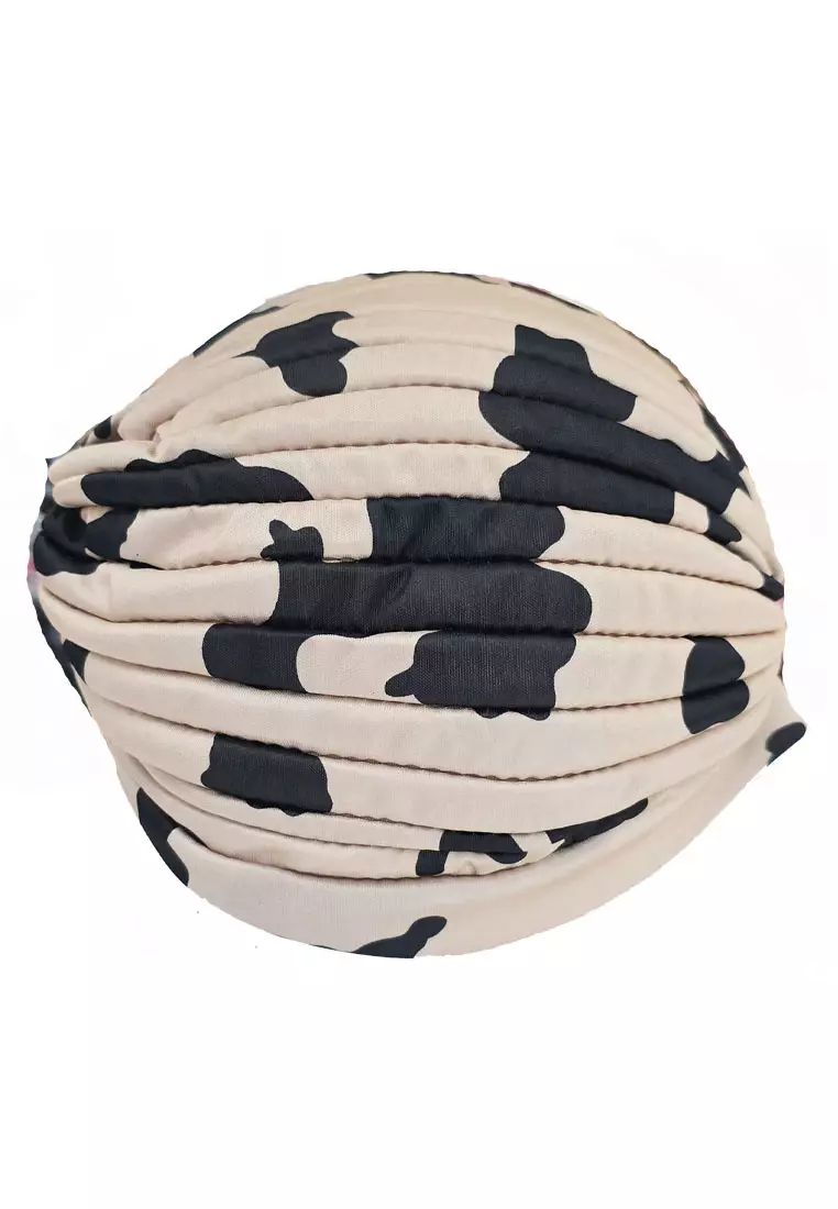 Printed Cow Print Turban Beige