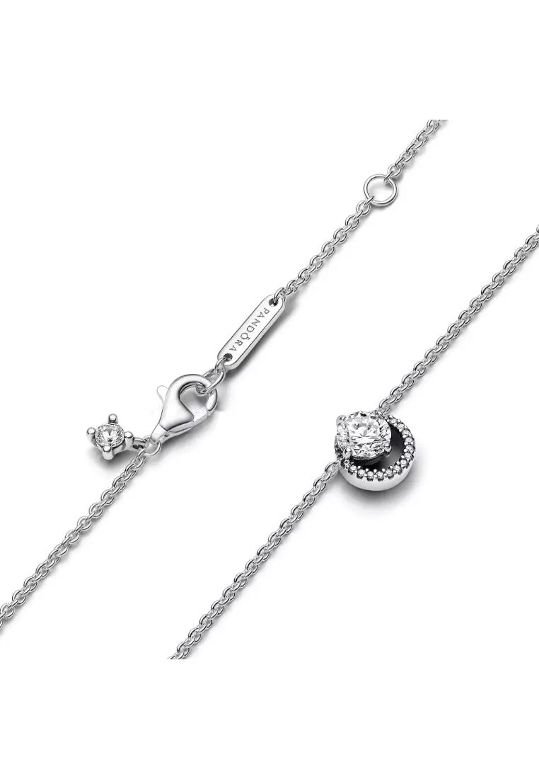 Sparkling Round Halo Pendant Collier Necklace