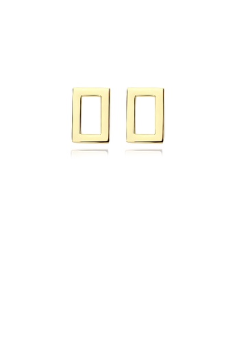Glamorousky silver 925 Sterling Silver Plated Gold Simple Fashion Hollow Geometric Square Stud Earrings 456D3AC790195CGS_1