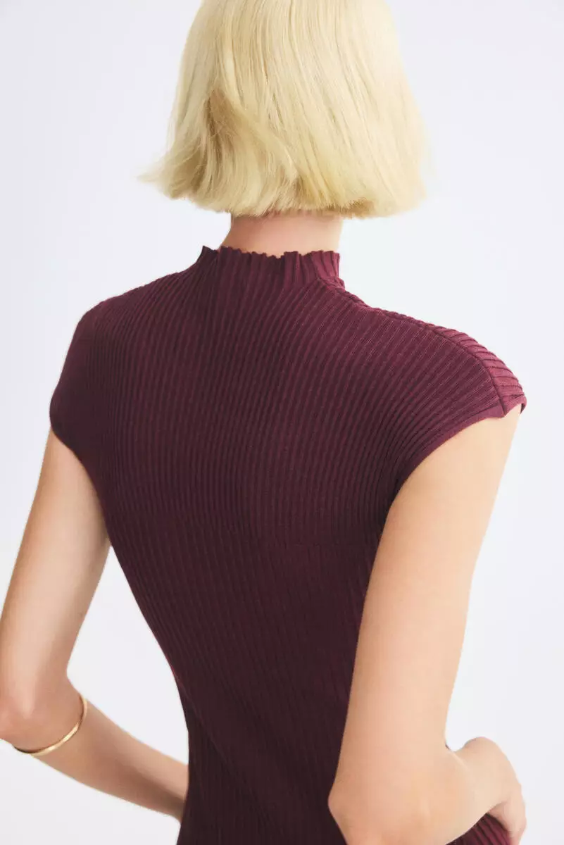 Rib-knit turtleneck dress