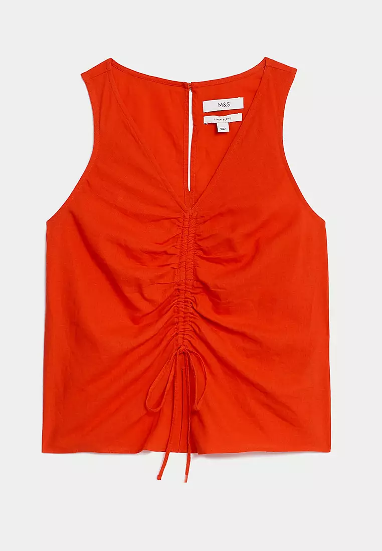 Ruched Front V-Neck Vest