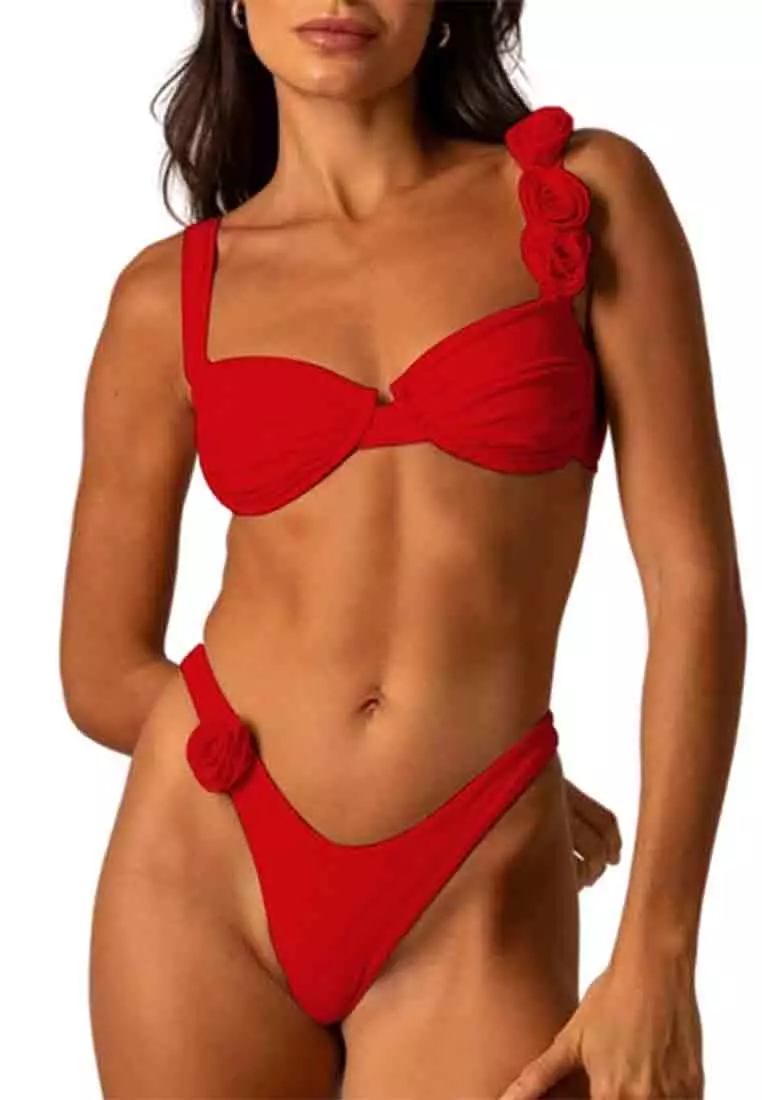 LKL25054 European Lady Bikini Swimwear  Red