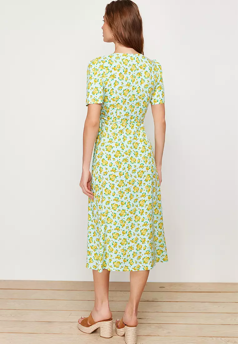 Viscose Wrap Midi Dress