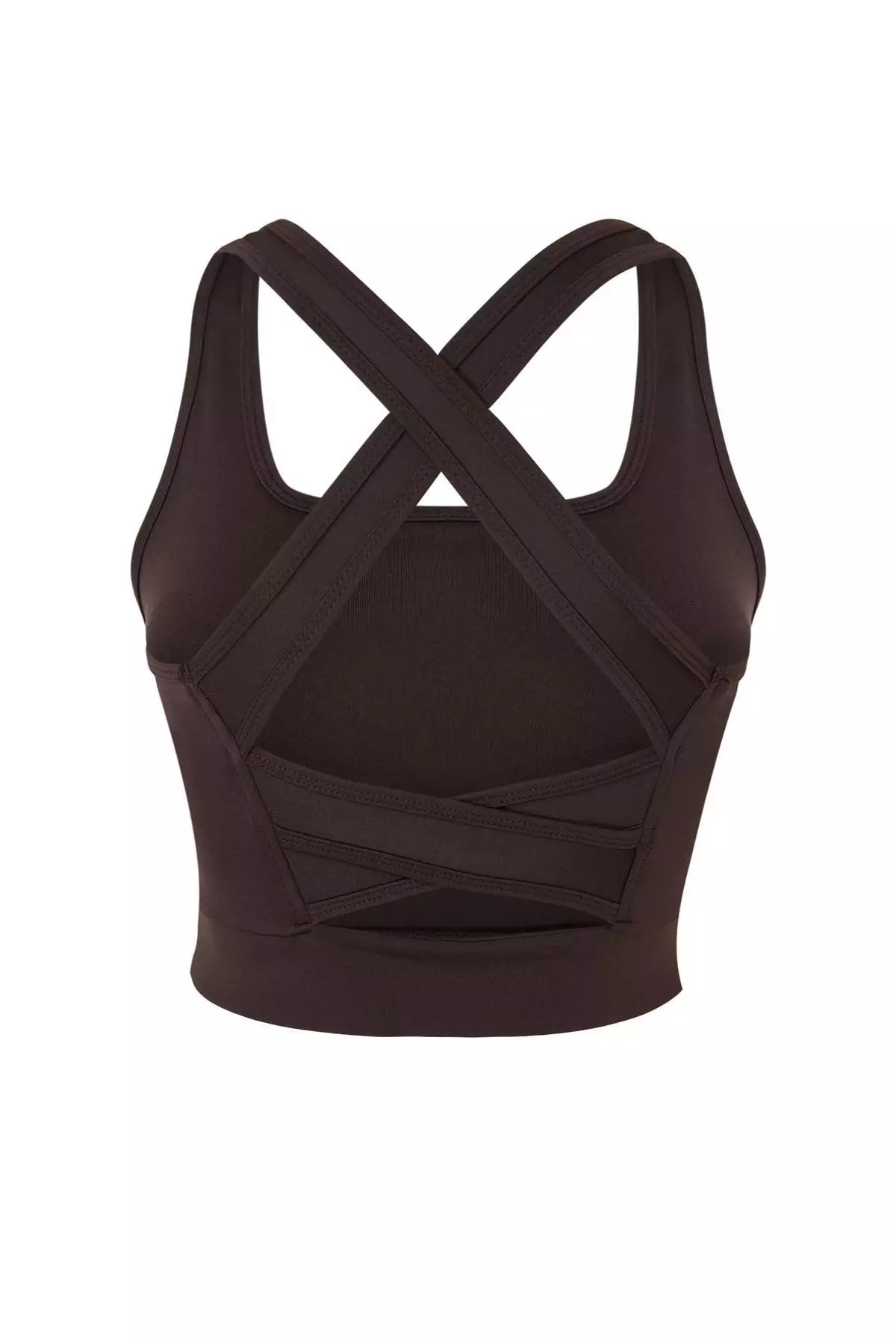 Brown Supportive/Shaping Back Detailed Thick Strap Knitted Sports Bra Twoss22Ss4