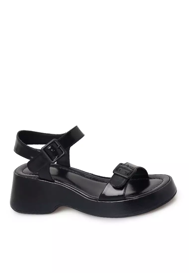 VANSA Stylish Cow Leather Buckle Platform Sandals VSW S05221322