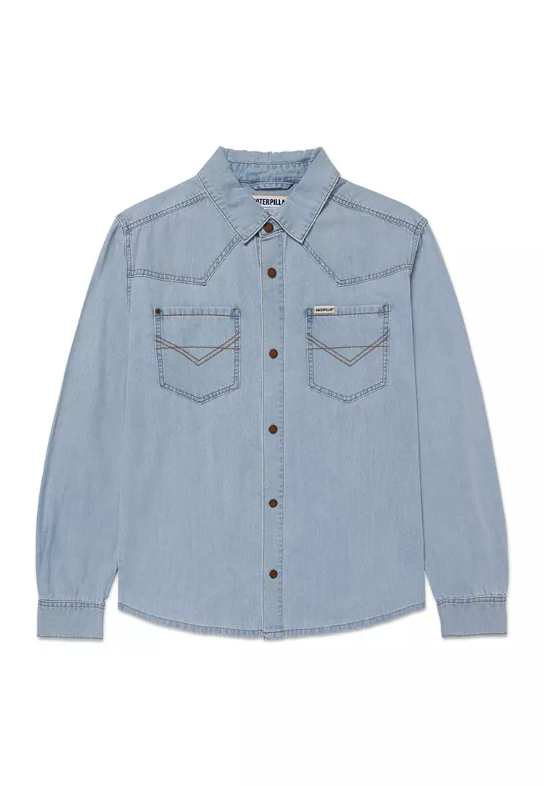 Buy Caterpillar Men's Denim Western Long Sleeve Shirt - Light