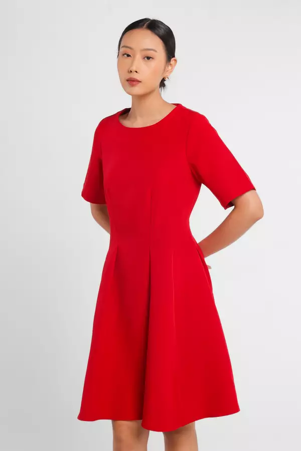 Minimal x Marsha Aruan - Dingga - Fit & Flare Dress - Red Warna Red