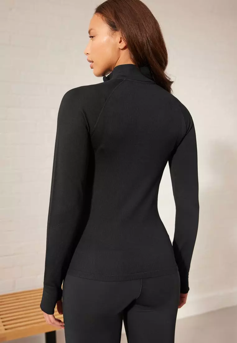 Buy NEXT Seamless Ribbed Zip Neck Layer Top 2024 Online ZALORA