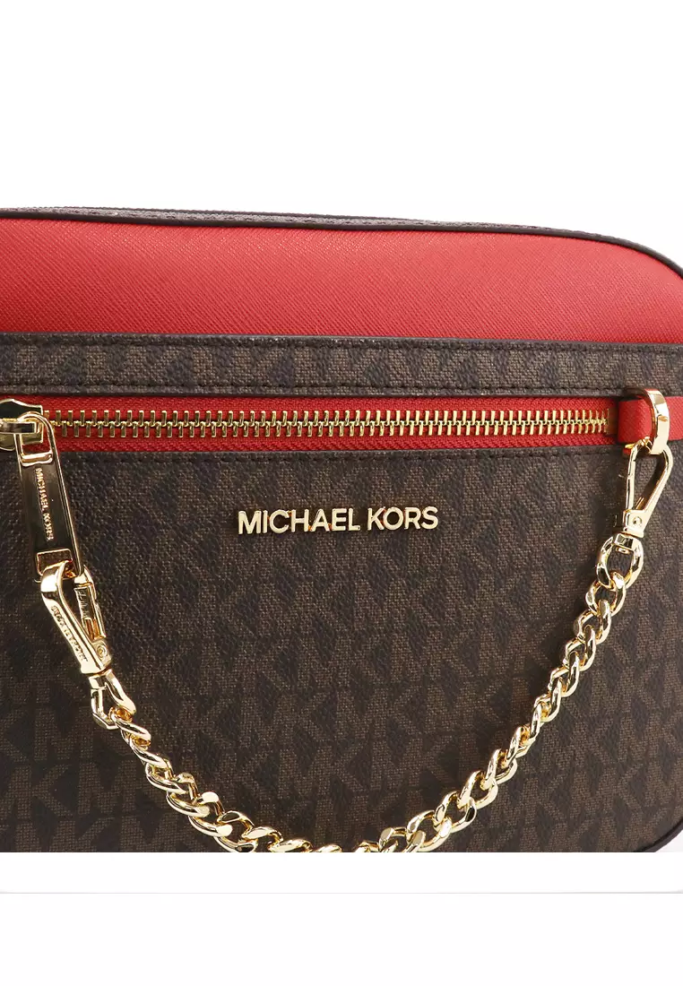 Michael kors brown and red purse clearance