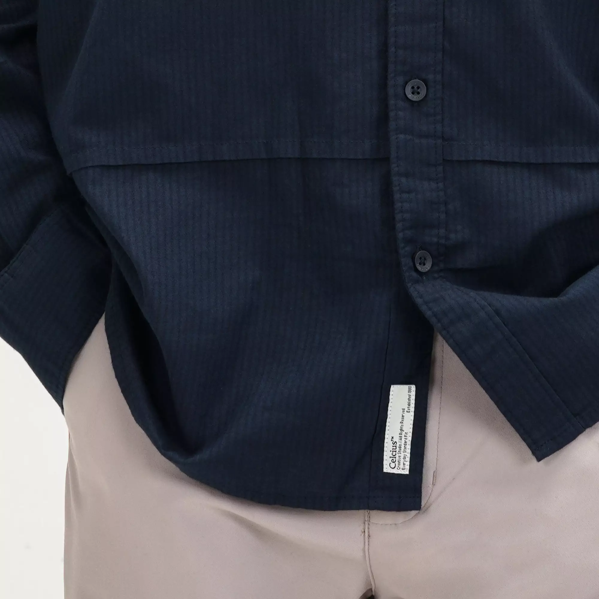 CELCIUS Kemeja Lengan Panjang LIN001743C Navy