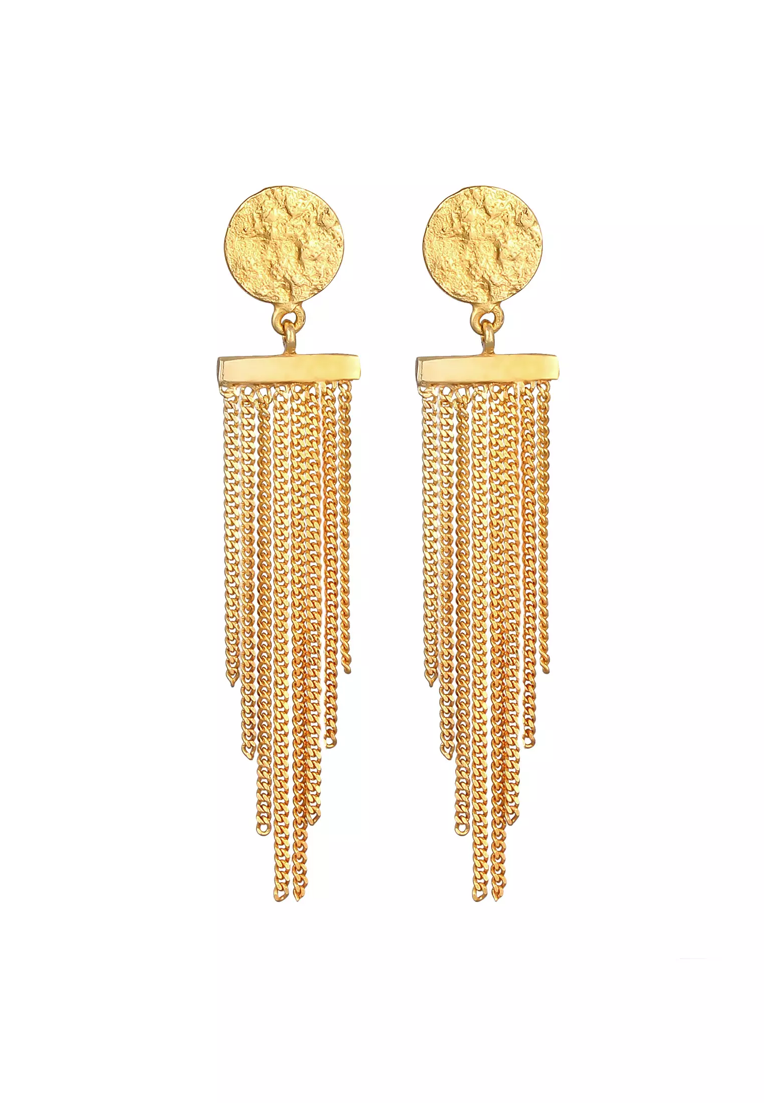 Earrings Ear Hanger Platelet Chain Look Elegant Gold Plated