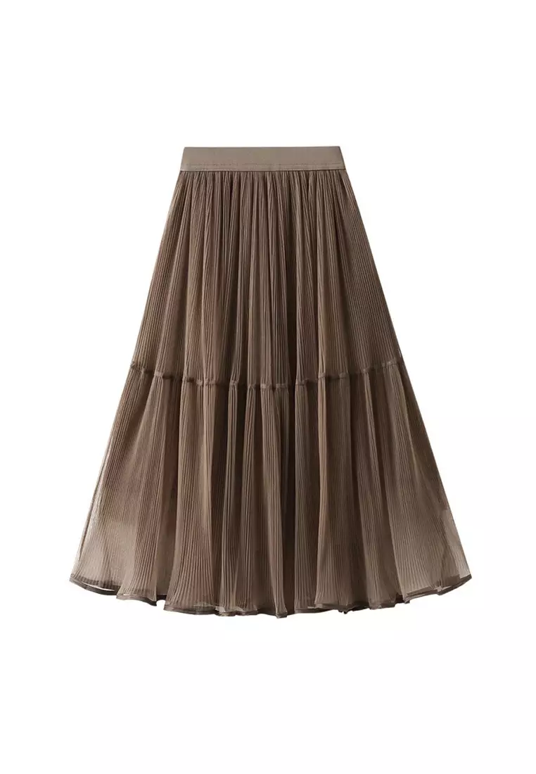 Twenty Eight Shoes Elegant Mesh High Waist Pleated Skirt AF8813