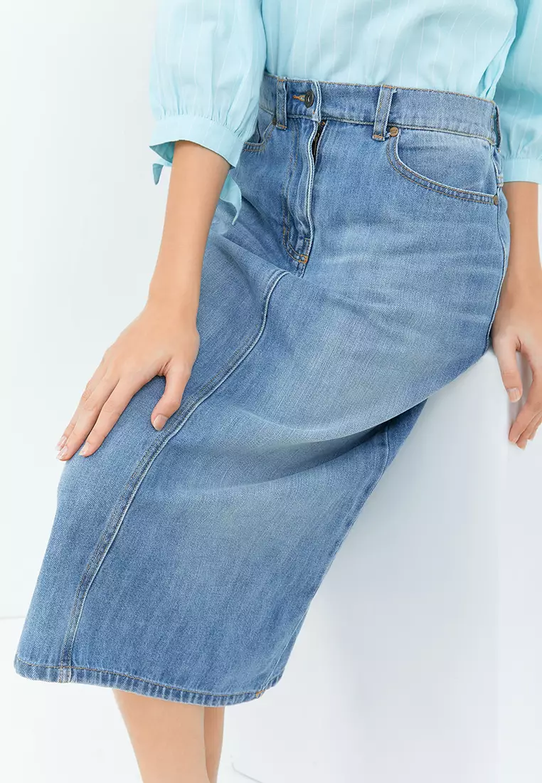 Gita Midi Medium Blue Skirt (G.2301)