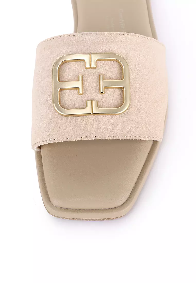 Lea Faux Suede Comfy Fit Footbed Microfiber Leather Sandals