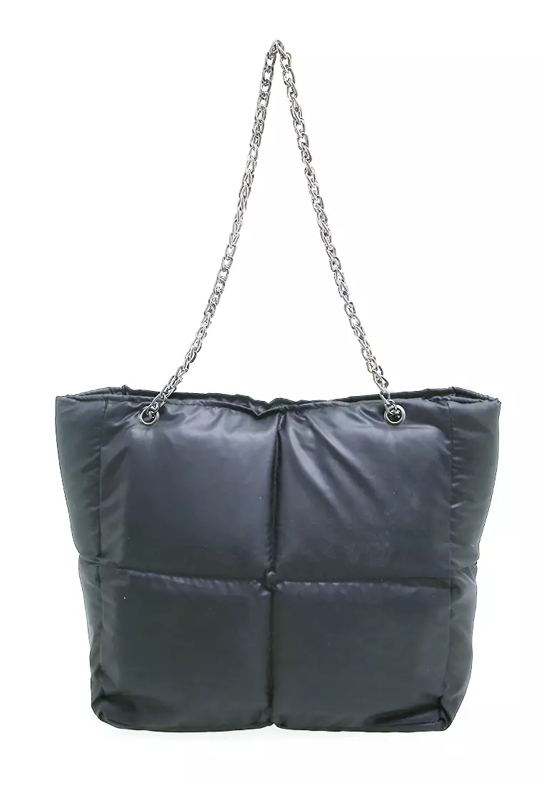 Reina Puffy Bag Two Ropes Smooth Shiny And Plain - DarkGray PVC