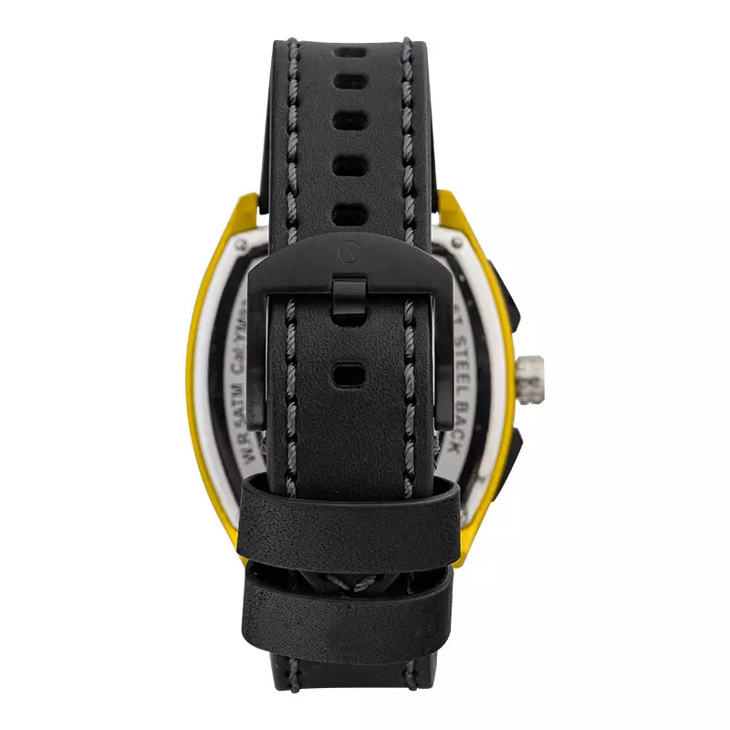 Jam Tangan Pria Alexandre Christie Chronograph AC 6610 MC LIPBAYL Men Dual Tone Dial Black Leather Strap