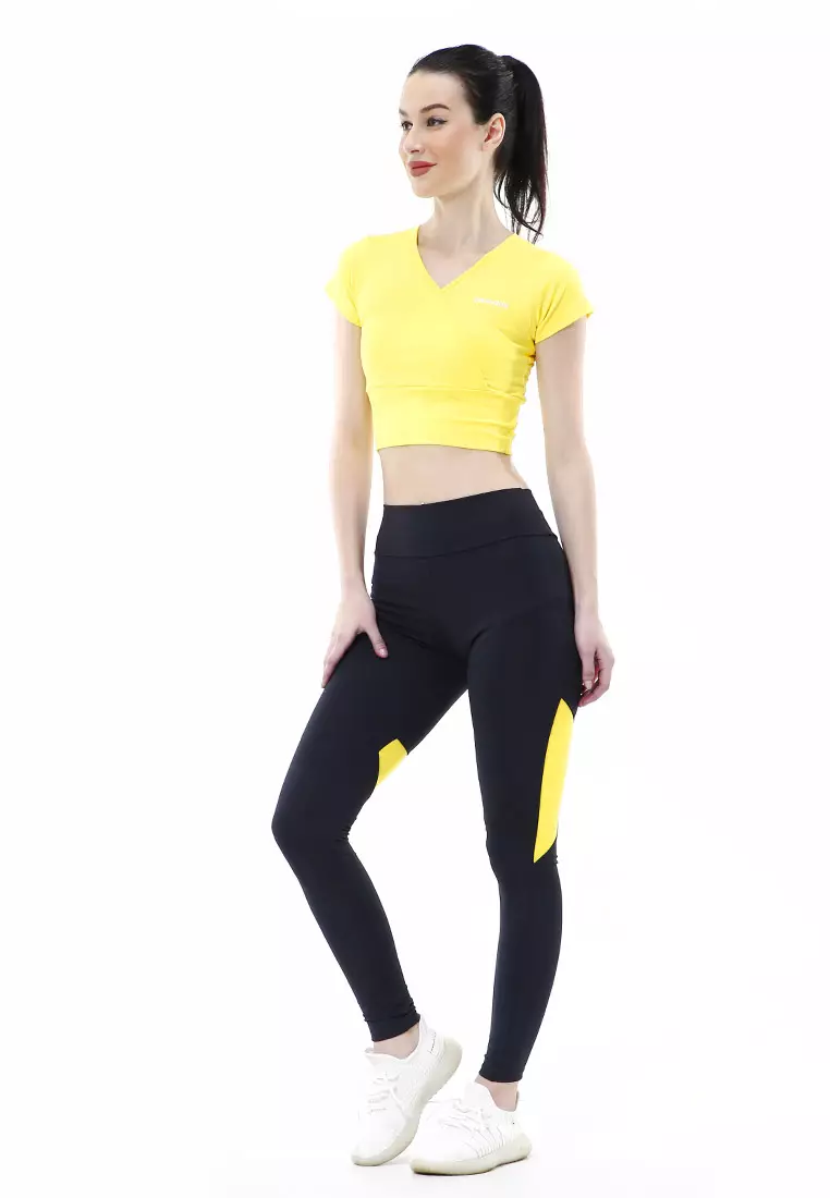 Jovita One Set Atasan Bawahan Baju Senam Aerobik Relaxed Fit - Kuning