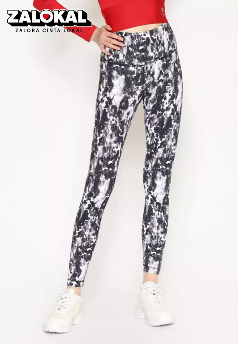 Fitwear - Legging Olahraga Wanita BRIGITTA PLAIN PRINTED - BLACK PRINT