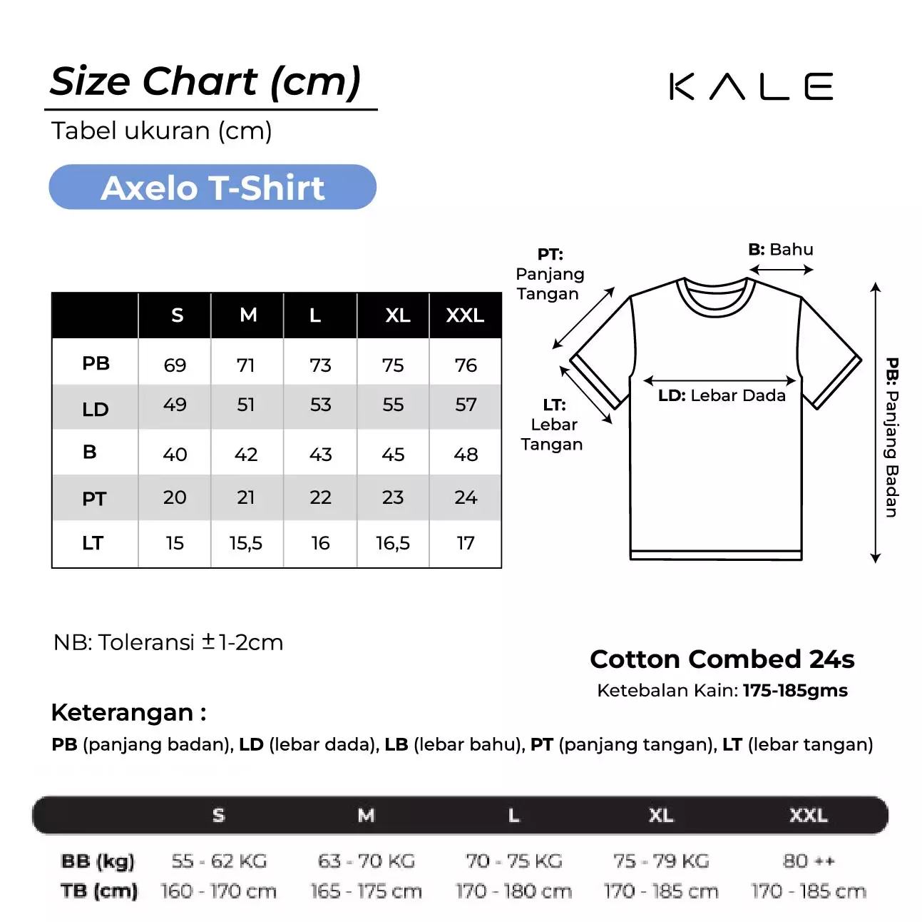 Kale Axelo White / Kaos Lengan Pendek Pria / Kaos Unisex