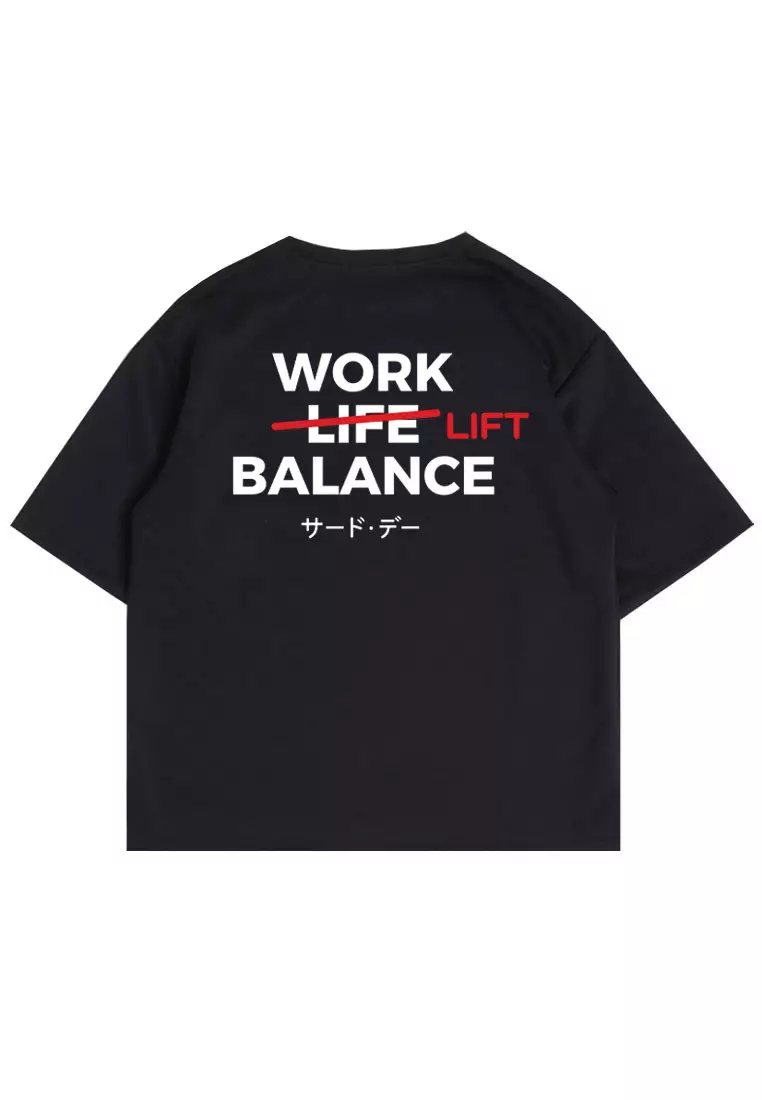 MTS84 Kaos Oversize Gym ScubaLux bahan tebal "work lift balance" hitam